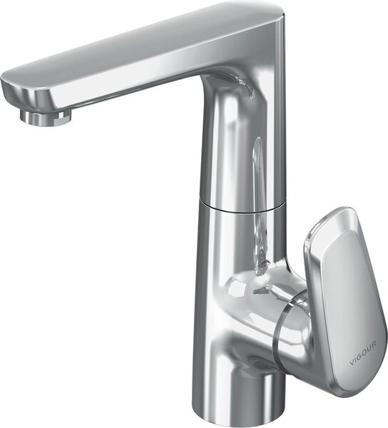VIGOUR miscelatore monocomando per lavabo stile derby bocca girevole a L senza scarico cromato