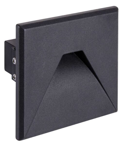 Lampada a LED per gradini, lampada da scala, montaggio da incasso, applique per interni ed esterni, colore nero, forma squadrata, luce bianca neutra