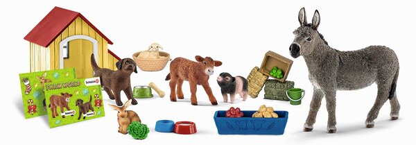 Schleich - Figure di animali, calendario dell'Avvento Mondo Fattoria 2017; 97448