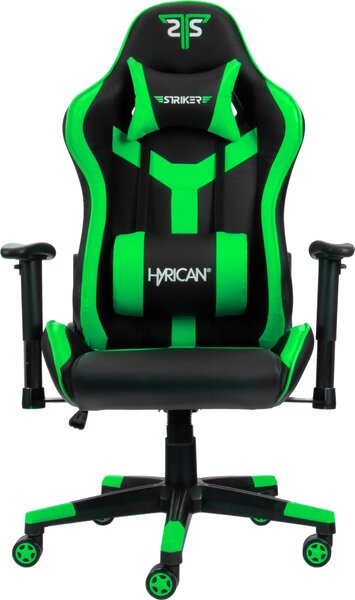 Sedia da gaming Hyrican Striker WZ603 Copilot, Pelle finta, braccioli 2D, telaio in acciaio, nero/verde
