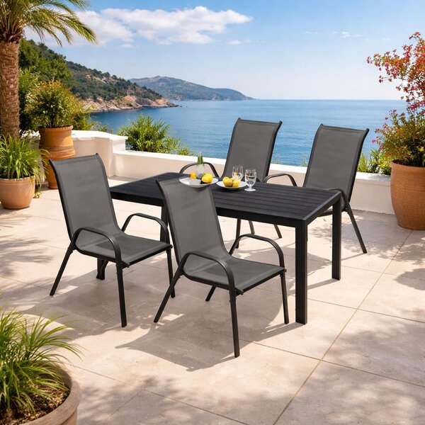 Set da giardino Set di sedute 5 pezzi L150xP90xH74cm Non-Wood antracite