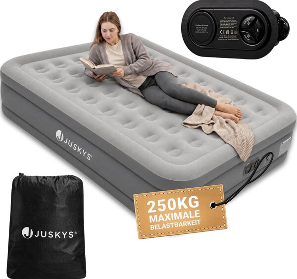 Materasso gonfiabile Juskys Sapri L in grigio / antracite - letto ad aria autogonfiante per 2 persone con pompa