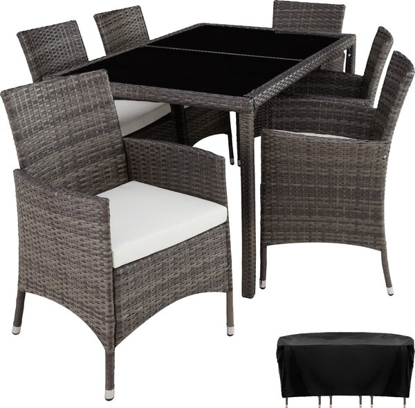 Tectake® Gruppo di seduta in rattan Porto per 6 persone