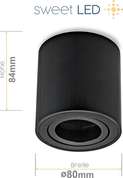 Sweet LED faretto da superficie GU10 rotondo in alluminio nero faretto da superficie 230V