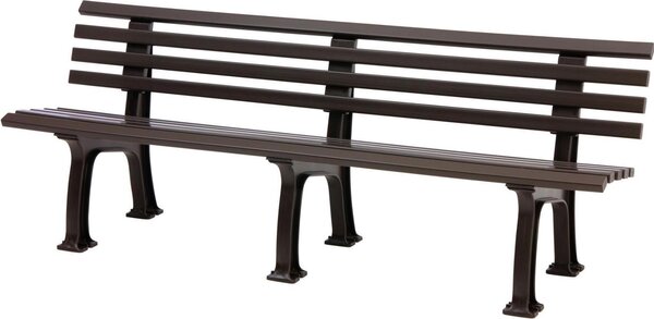 Panchina da giardino Antigua | 4 posti | Marrone | HxLxP 74x200x54cm | Plastica resistente agli agenti atmosferici e ai raggi UV | Panchina da parco Panchina da esterno Balcone da giardino Terrazza