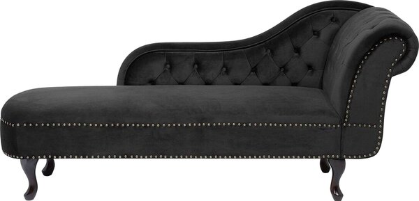 Sedia lounge BELIANI Nera, imbottita in velluto, trapuntata con borchie decorative e gambe nere in stile retrò