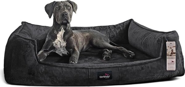 Tierlando® Lettino ortopedico per cani FRANKLIN Tessuto di peluche - Divano per cani - Dimensioni: 110x90cm | Colore: 40 Antracite