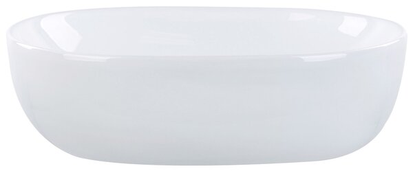 BELIANI Lavabo da appoggio in Vetroceramica bianca 48 x 34 cm superficie lucida forma ovale bagno stile moderno
