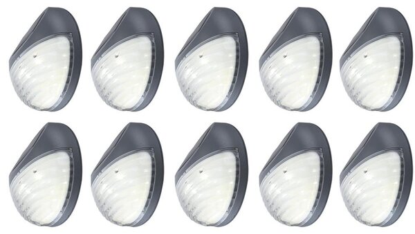 Set di 10 luci solari a LED per recinzioni, diametro 11 cm