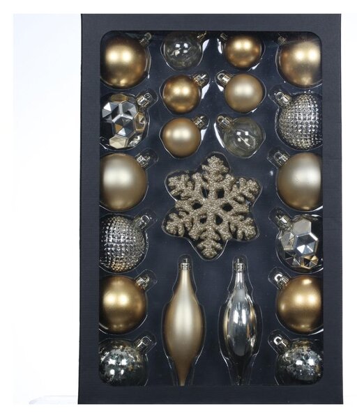 Set di addobbi natalizi 25 pezzi oro/argento