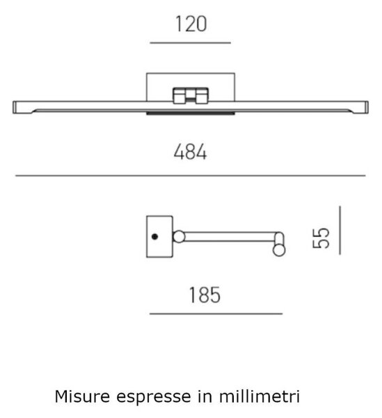 Applique moderno gea luce gap442c led metallo acrilico orientabile - Gea Luce