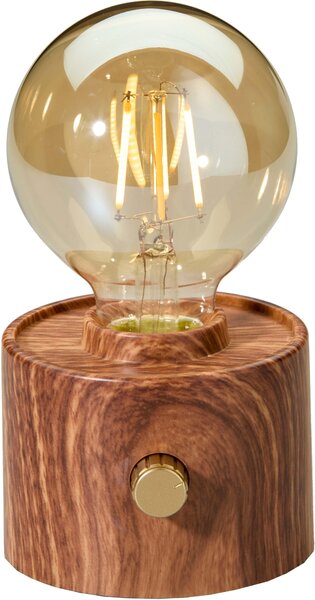 Lampada da tavolo LED vintage a forma di lampadina a incandescenza Edison, ricaricabile tramite USB-C, dimmerabile con interruttore rotante – decorazione moderna in noce