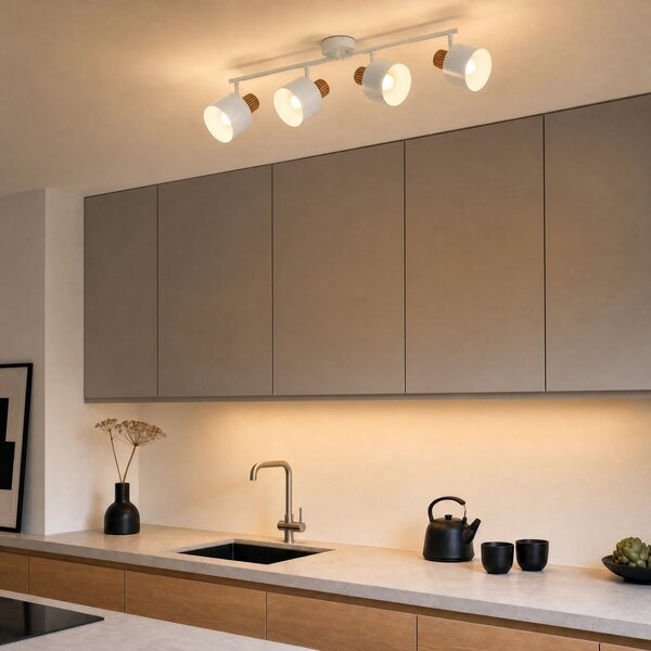 Plafoniera Lindby, Lenja, dimmerabile, Beige, Soggiorno, Metallo, Moderno