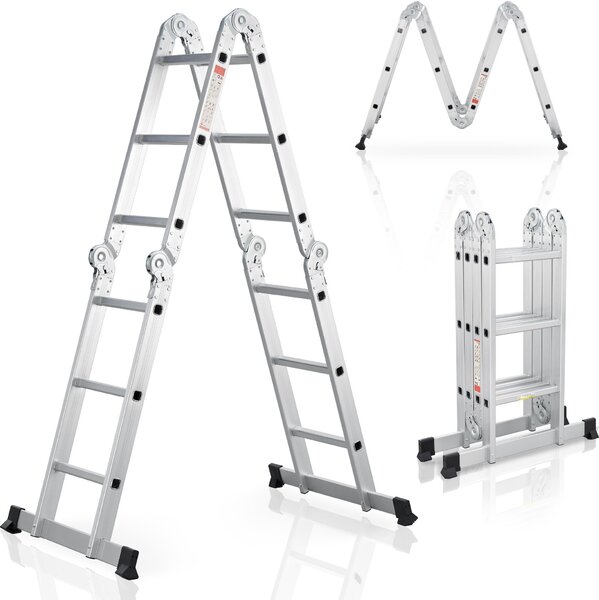 Scala multifunzionale Juskys in alluminio 3,6 m pieghevole - portata fino a 150 kg