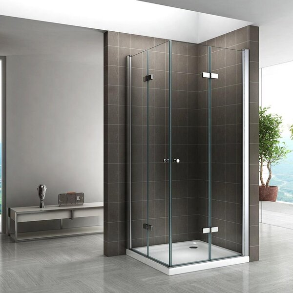 Cabina doccia i-flair con porta pieghevole 75x75x180 cm in vetro di sicurezza trasparente da 6 mm - DK99