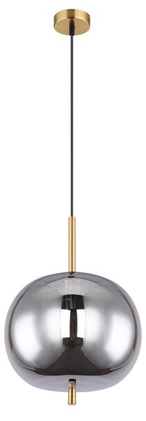 Lampada a sospensione, fumo, rotonda, opaca, ottone, vetro