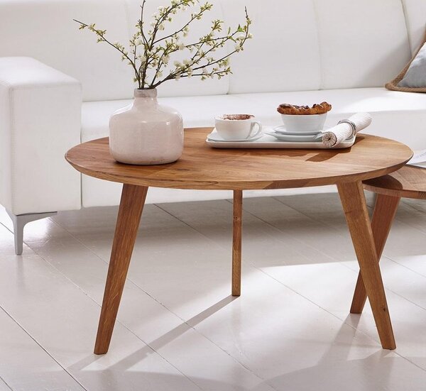 Tavolino "Bern" 90 cm in rovere selvatico massiccio oliato