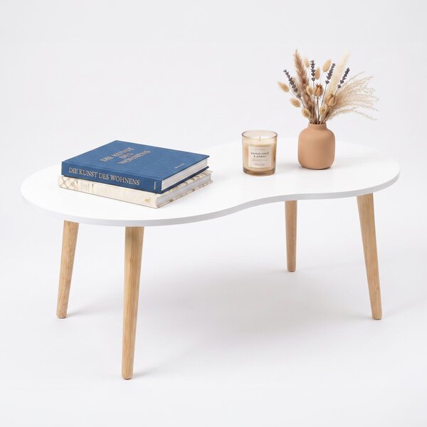 Tavolino da caffè, tavolino laterale dal design retrò, 90 x 50 cm, tavolino da soggiorno con piano organico - Barila