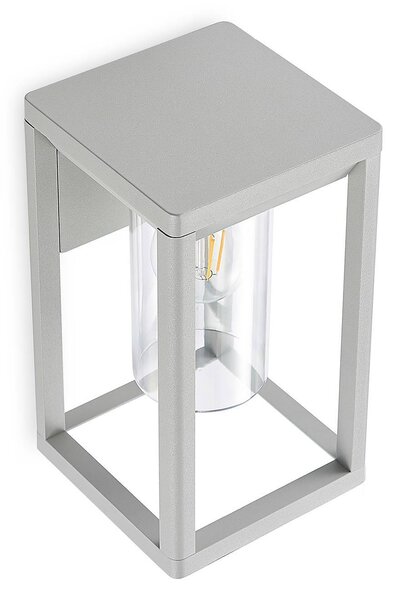 Lindby Estami lampada da parete per esterni, argento, metallo, 27 cm