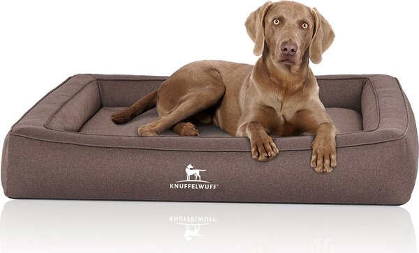 Lettino ortopedico per cani Knuffelwuff in velluto con carattere intrecciato a mano Youcome XL grigio-marrone
