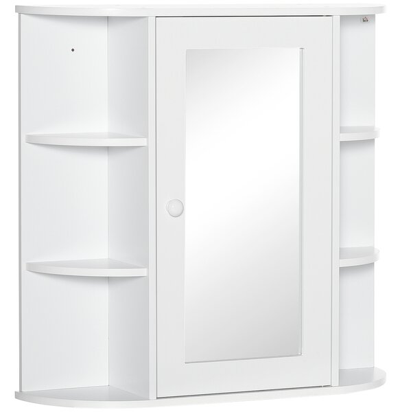 Homcom Mobiletto Pensile con Specchio e Mensole per Bagno in Legno Bianco 66 x 17 x 63 cm|Aosom