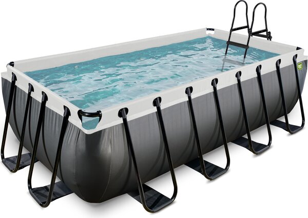 EXIT Black Leather Piscina fuori terra 400x200x100 cm, piscina fuori terra, con impianto di filtraggio a sabbia, rettangolare, nera
