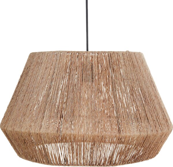 BELIANI Lampada a sospensione paralume in iuta naturale base nera lampada da soffitto in ferro illuminazione boho per soggiorno sala da pranzo