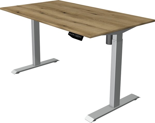 Scrivania Kerkmann Move 1 regolabile elettricamente in altezza, in rovere, rettangolare, con base a T argento, 120,0 x 80,0 cm