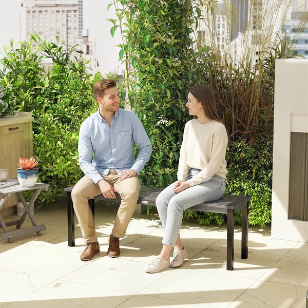 Outsunny Panca da Giardino Panchina da Giardino 2 Posti 130x34x43 cm Grigio | Aosom Italy