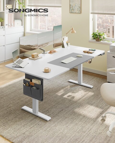 SONGMICS Scrivania regolabile in altezza con motore elettrico, porta USB-C, 180 cm, regolazione continua, funzione memoria con 4 livelli di altezza