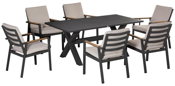 Outsunny set da pranzo 7 pezzi con cuscini set di mobili da giardino alluminio plastica