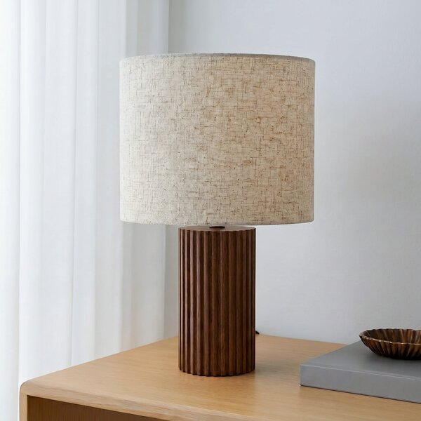 Lampade da tavolo Lindby, Kimiko, Legno, Soggiorno, Tessuto / Tessile, Scandinavo