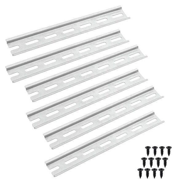 Set di 6 guide DIN in alluminio Offgridtec – 6x20 cm, larghezza 35 mm, altezza 7,5 mm, spessore 1,2 mm, quadro elettrico