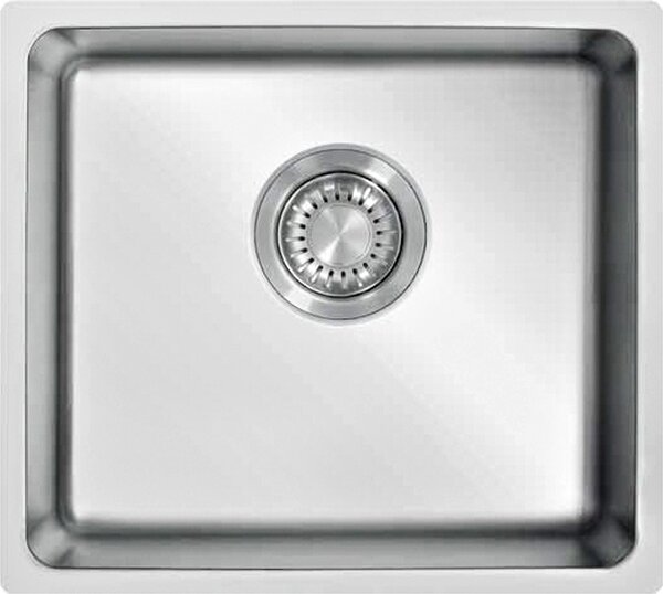 Lavello da incasso - 1 vasca - 49 x 44 cm - acciaio inox - lucido - incl. valvola a cestello