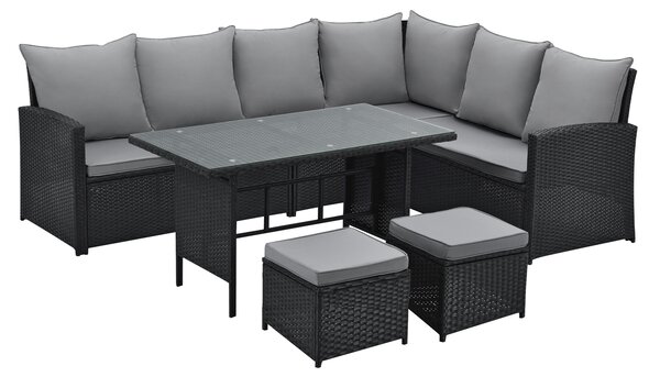 SVITA Monroe Set da giardino in polyrattan Mobili da salotto Set da giardino Nero