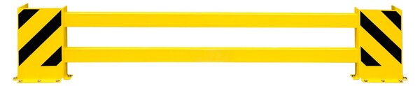Set di tavole di protezione per scaffali, per doppia fila di scaffali, interno, regolabile da 2300-2700 mm, rivestito in giallo, con strisce nere