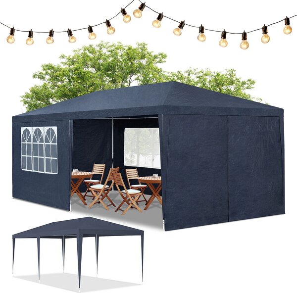 Tenda per feste Juskys 3x6 m blu con tetto e pareti laterali - 18 m² di protezione solare all'aperto