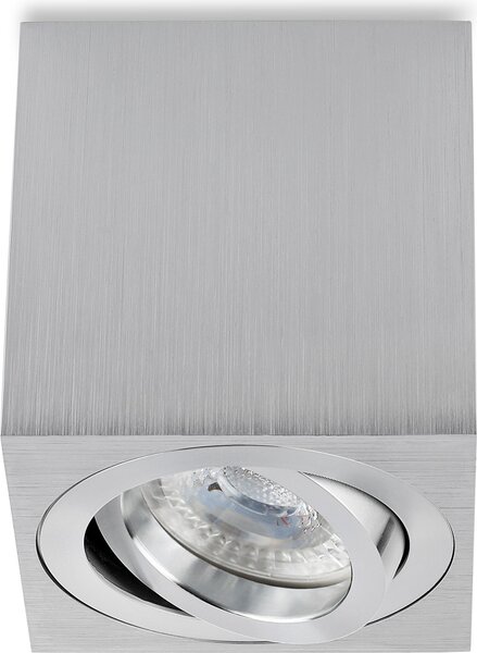 Lampada a soffitto LED quadrata, da incasso, con attacco GU10, 7W, in alluminio