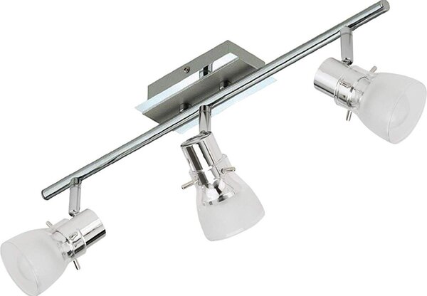 Lampada da soffitto a 3 luci in vetro cromato con lampadina a LED