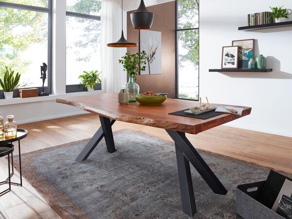Tavolo in legno "Bihar" 200x100 cm Acacia e ferro nero