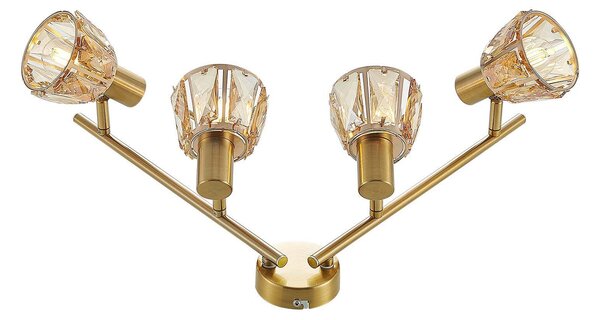 Plafoniera Lindby Kosta, 70 cm, 4 luci, color ottone