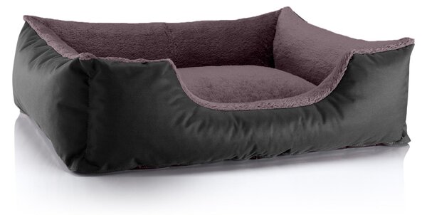 Letto per cani BedDog TEDDY, divano per cani lavabile con bordo e cuscino, BLACK-FIELD (nero/marrone), (L) ca. 80x65x18 cm
