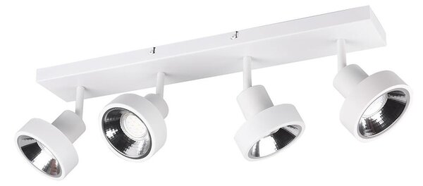 Lampada a soffitto, 4 luci, faretti orientabili, finitura bianca opaca, larghezza 60 cm