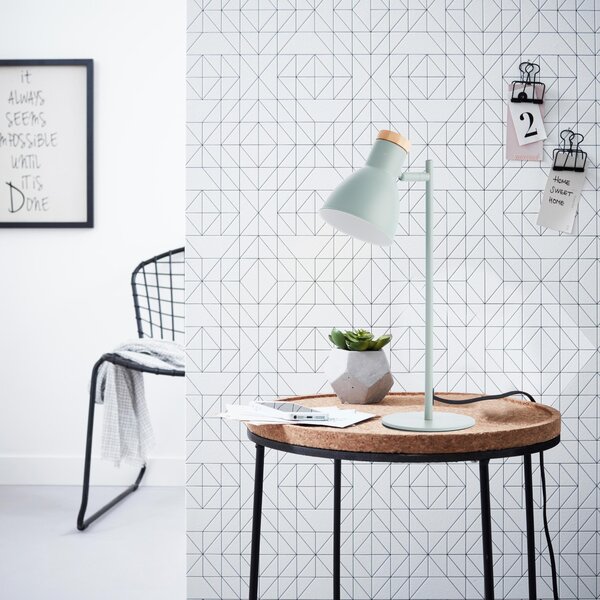 Lampada da tavolo, altezza 44 cm, testa orientabile, E14, 25 W, metallo/legno
