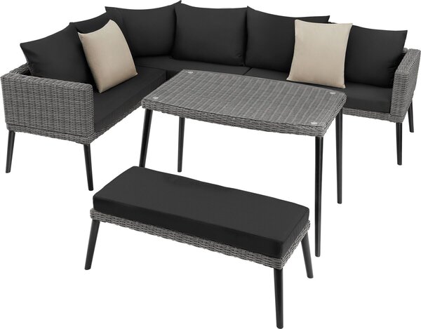 Tectake® Rattan Lounge Pula con telaio in alluminio e pregiata lavorazione in vimini