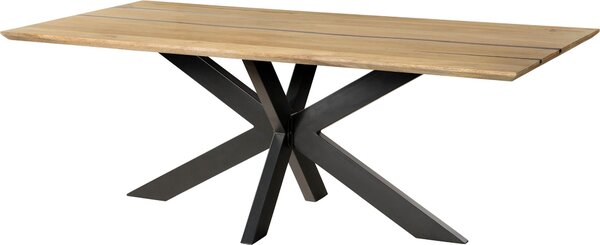 MASSIVMOEBEL24 | Tavolo da pranzo in legno di mango e resina epossidica nera 260x100x74 laccato natur / gambe incrociate antracite matt EPOXY