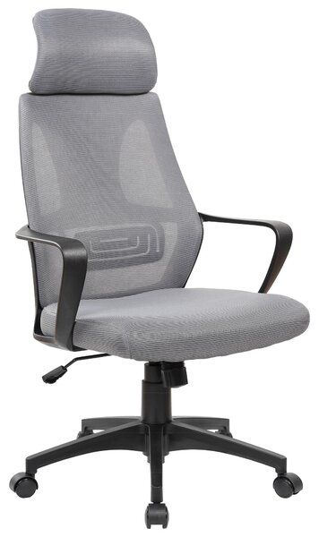 Sedia da ufficio con supporto lombare, rivestita in tessuto a rete. Sedia da scrivania con funzione basculante, sedia girevole ergonomica con schienale regolabile e traspirante. Colore: nero/grigio