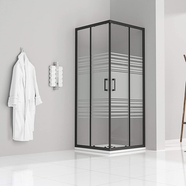 Cabina doccia i-flair ad ante scorrevoli 75x75x180 cm in vetro di sicurezza 6 mm parzialmente satinato - DK79