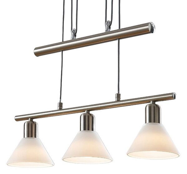 Lindby lampada a sospensione Delira, 3 luci, nichel, regolabile in altezza
