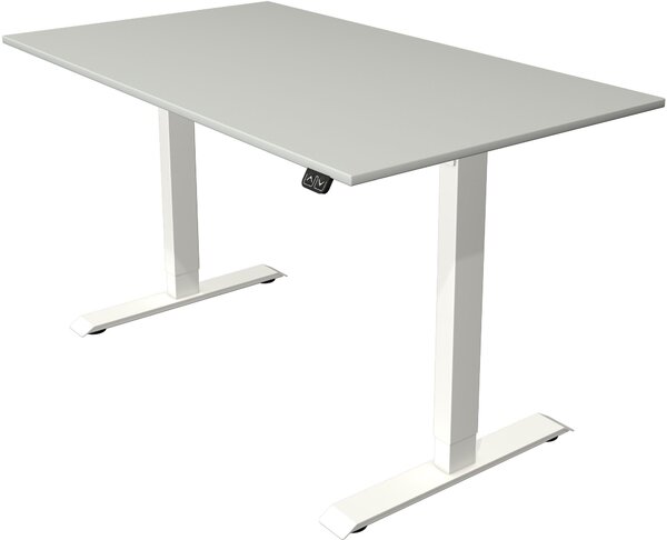 Tavolo da seduti/in piedi Move 1, regolabile elettricamente in altezza fino a 123 cm, LxP 140x80 cm, grigio chiaro/bianco